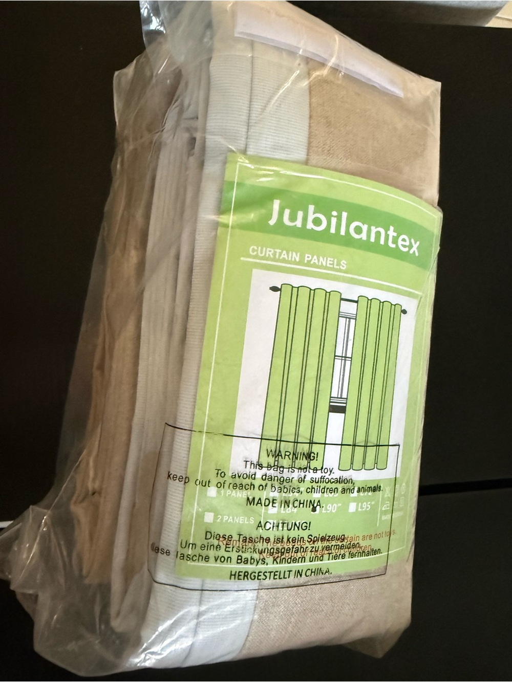 Beige Blackout Curtain Panels 90” - 2 Pack